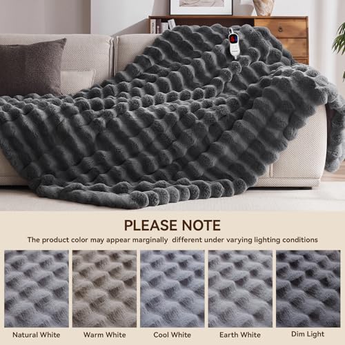 Electric Heated Blanket Throw with 10 Heat Levels & Auto-Off