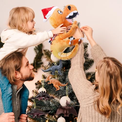 Leyndo Christmas Dinosaur Tree Topper Ornaments & Tree Skirt Set