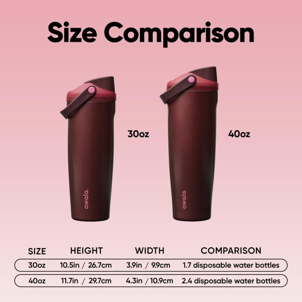 Owala FreeSip Sway Insulated Water Bottle - 30oz Stainless Steel, Two-Way Spout & Built-In Straw, Black Cherry