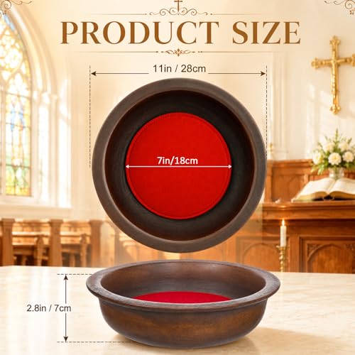 11-Inch Handcrafted Solid Wood Offering Plate with Noise-Reducing Felt Pad