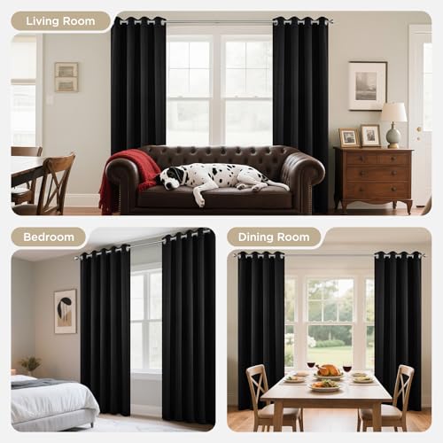 Thermal Insulated Blackout Curtains - 84 Inch Grommet Window Drapes (2 Panels)