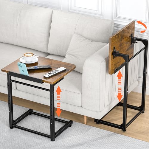 Adjustable C-Shaped TV Tray Table Set of 2 - Tilting Sofa Side Desk