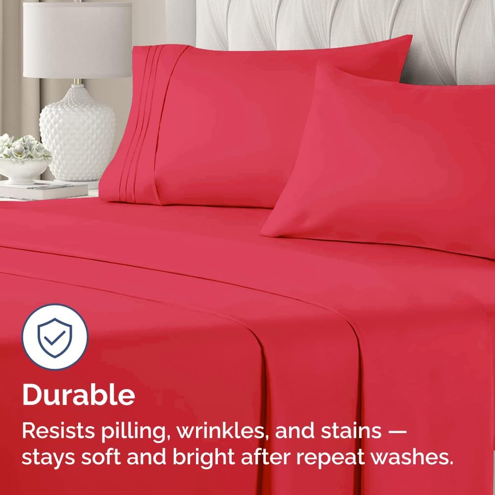 Queen Pillow Cases by Ultra Soft | Hotel Quality, Cooling & Wrinkle-Free - 2 Piece Set in Red