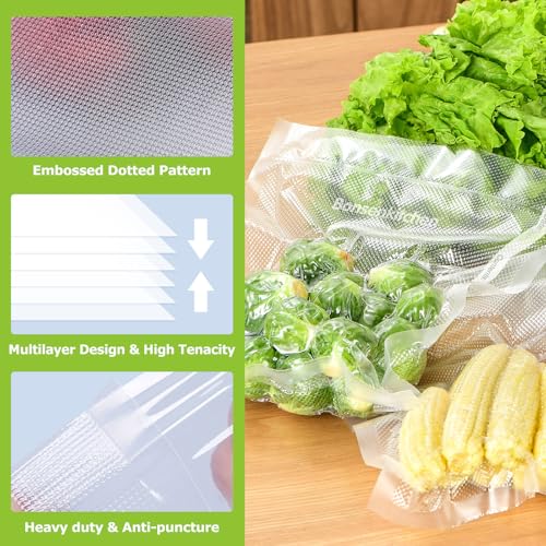 Vacuum Sealer Rolls 6 Pack, 11"x20' & 8"x20' BPA-Free Food Storage Bags