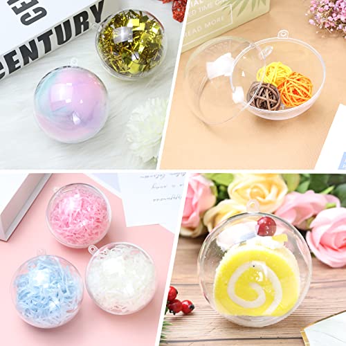 20PCS Clear Plastic Fillable Christmas Ornaments, 80mm Shatterproof DIY Craft Balls