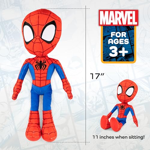 Red Spiderman Plush Pillow Buddy for Kids - 17 Inch Microfiber Support Cushion, Spidey & His Amazing Friends
