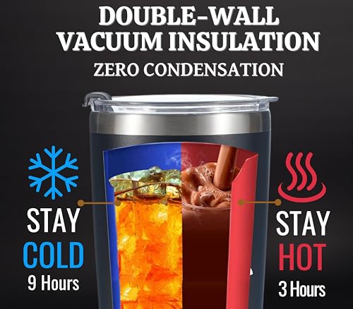 20 oz Insulated Stainless Steel Tumbler with Straw - Gift for Men & Women