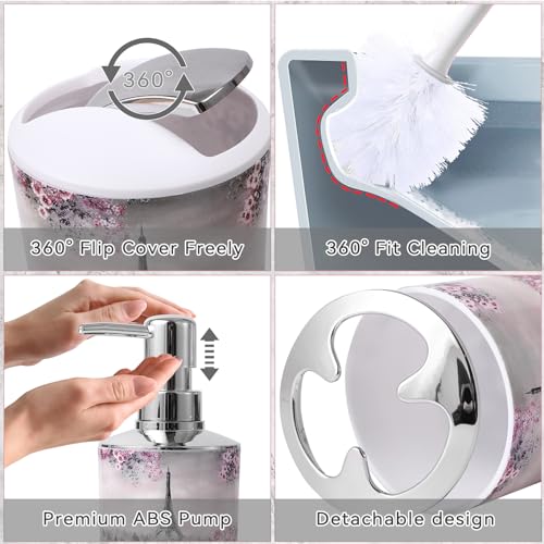 Pink Paris 9-Piece Bathroom Accessories Set with Shower Curtain & Trash Can
