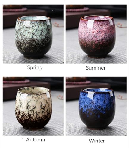 Lxuwbd Ceramic Teacup Set of 4 - Kung Fu Tea & Coffee Cups in 4 Colors