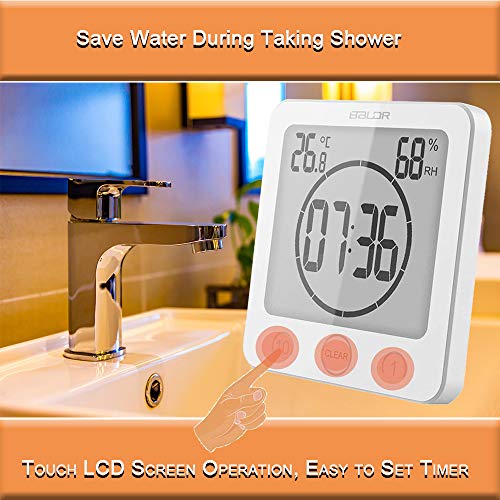 Waterproof Digital Shower Clock and Timer with Temperature & Humidity