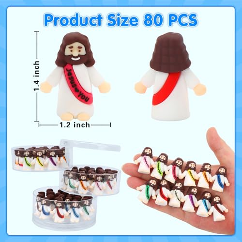 80 Pcs Mini Jesus Figurines - Tiny Religious Pocket Figures for Party Favors