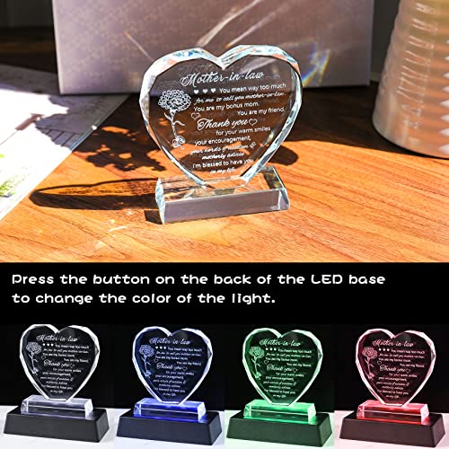 Movdyka LED Mother-in-Law Glass Keepsake - Unique Birthday Gift from Daughter in Law (LED-Mother in law)