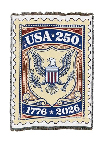 Pure Country Weavers 250 Stamp Blanket 50x60 Cotton Woven American Made Tapestry Throw