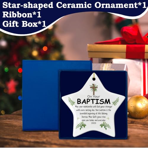 OOINISUU Star Ceramic Ornament for Baptism, Christmas & Holiday Gifts