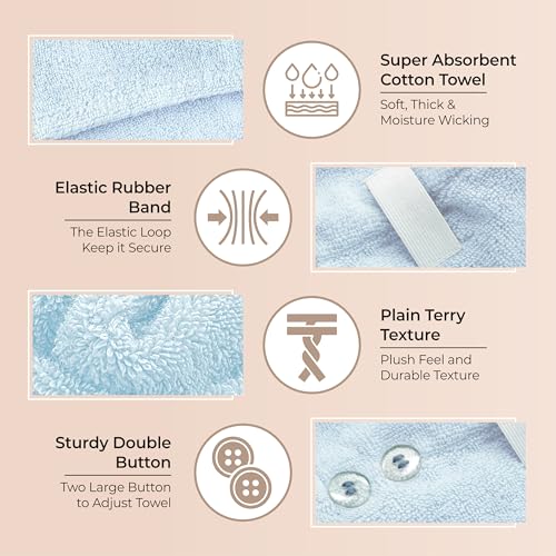 100% Cotton Hair Towel Wrap - Quick Dry Anti-Frizz Turban for All Hair Types