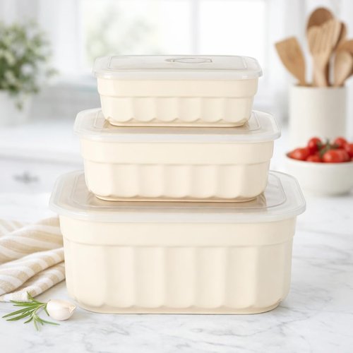 Martha Stewart Broadbrook 6-Piece Stoneware Meal Prep Container Set - Versatile Food Storage | Oven, Microwave, Dishwasher Safe
