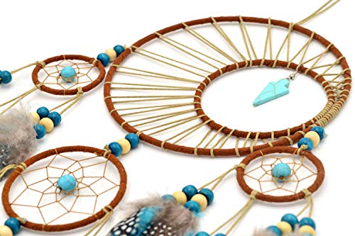 Large Boho Dream Catcher Wall Hanging with Turquoise and Feathers