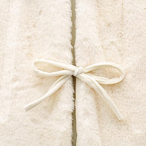 48-Inch Faux Rabbit Fur Christmas Tree Skirt - Elegant Holiday Decor, White