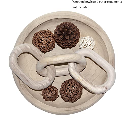 3-Link Wood Chain Decor, Natural Paulownia Wood Knot for Coffee Table