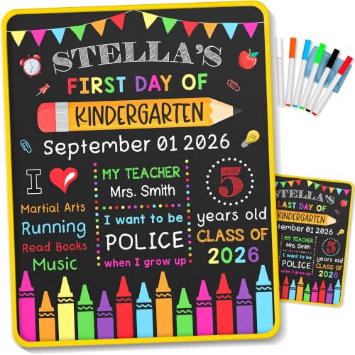 First Day & Last Day of School Reusable Chalkboard Sign with 6 Markers