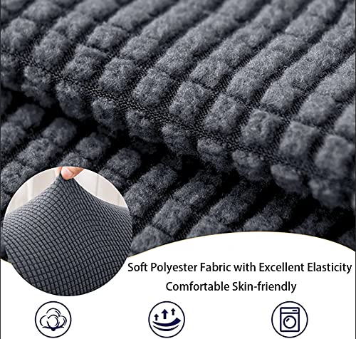 Elastic Polyester Sofa Arm Covers - Scratch Resistant, 2 Pcs, Washable (Dark Grey)