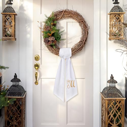 2-Pack Monogrammed Wreath Sash with Gold Letter M Embroidery
