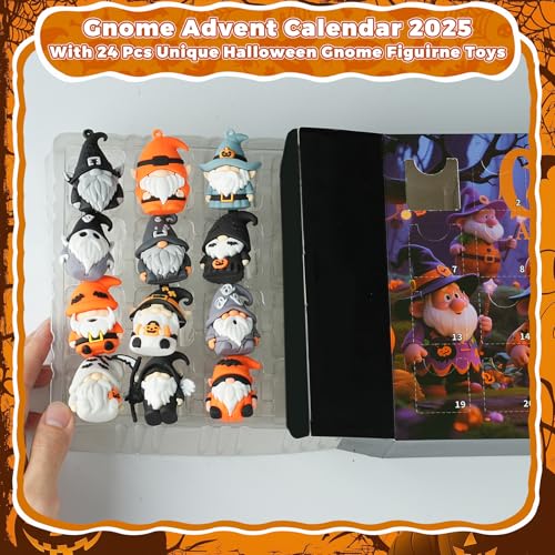 Gnome Advent Calendar with 24 Collectible Figures - Halloween Countdown
