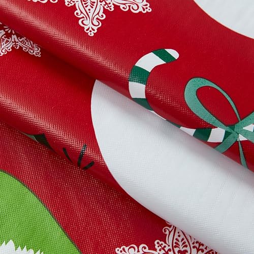 Newbridge 70-Inch Round Red Snowman Christmas Vinyl Tablecloth with Flannel Backing