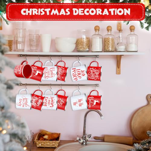 Uiifan 20 Pcs Red White Christmas Enamel Mugs 12 oz Bulk Holiday Drinkware