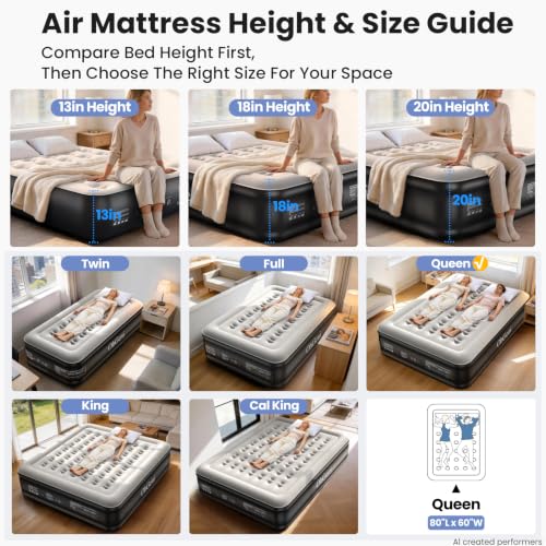 Queen Air Mattress with Built-In Pump - 18" Raised Inflatable Bed
