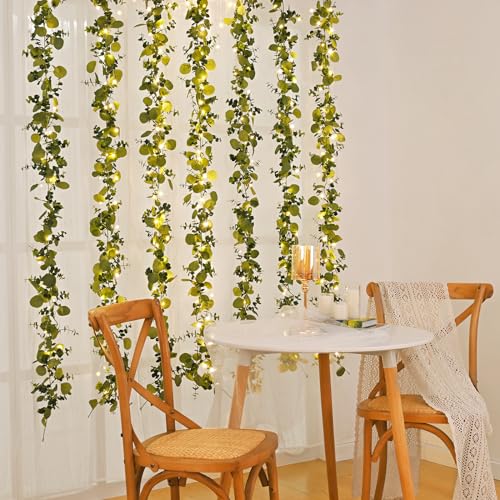 2-Pack 6ft Artificial Eucalyptus Garland, Faux Greenery Vines for Decor