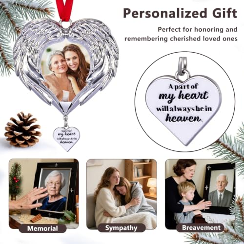 Personalized Angel Wings Memorial Photo Ornament for Christmas - In Memory of Loved Ones in Heaven