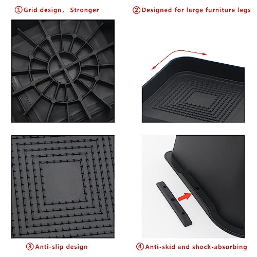 Heavy Duty 4 Inch Bed Risers (4 Pack) - Oversized L-Shape Furniture Lifts