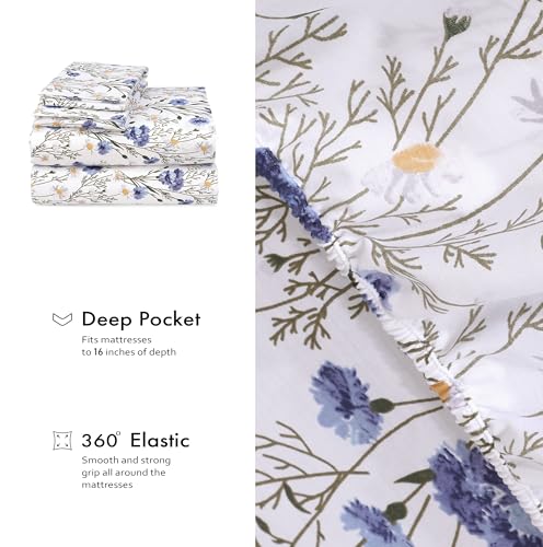 RUVANTI 100% Cotton Percale Queen Sheet Set - Crisp Cooling 4-Piece Set
