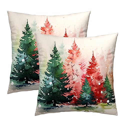 Mweet Christmas Throw Pillow Covers 22x22 in (2 Pack) Xmas Tree Decor Pillowcase, Double-Sided