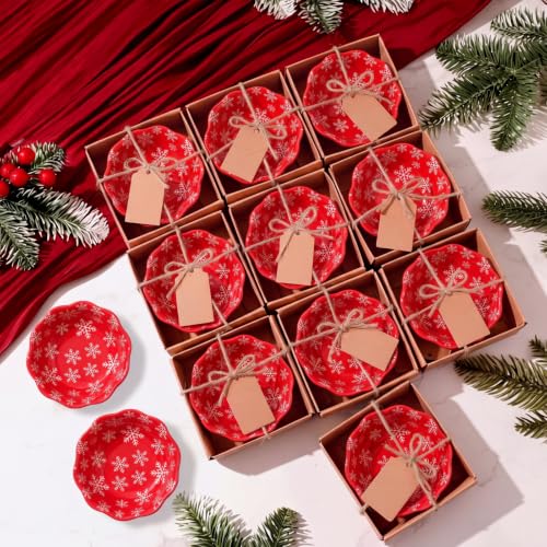 SiliFine 12 Pcs Christmas Snowflake Ceramic Favors for Guests Bulk Gifts