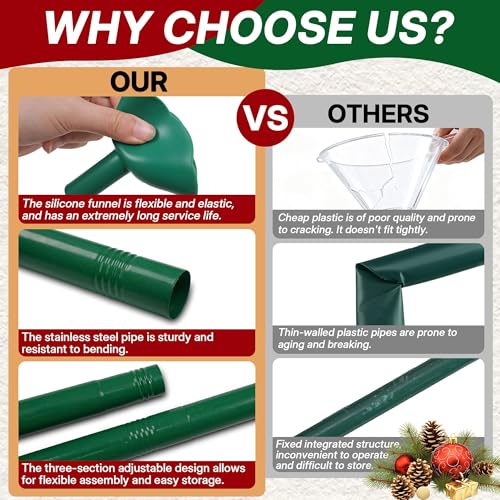 46" Adjustable Christmas Tree Watering Funnel with Stainless Steel Hose