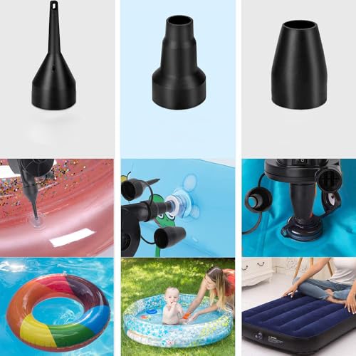 Electric Air Pump for Inflatables - Quick Inflator & Deflator with 3 Nozzles, 110V