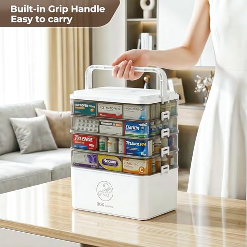 5-Tier Large Medicine Cabinet Organizer, Portable First Aid Storage Box