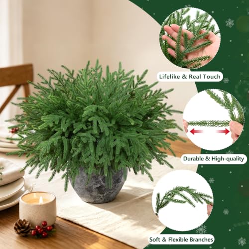 20 Pcs 18" Lifelike Touch Artificial Norfolk Pine Stems for Vase DIY