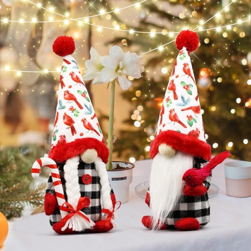 Red Cardinal Christmas Gnomes - Memorial Sympathy Decor for Home