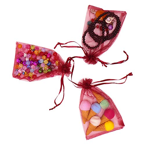 Bezall 100Pcs Large 8x12 Inch Wine Red Organza Bags – Drawstring Gift Pouches for Wedding, Christmas & Party Favors