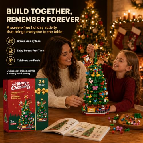 Vadeny Red Advent Calendar 2026 Christmas Building Blocks Set, 24 Days Countdown