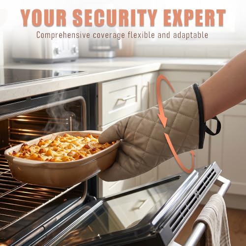 13-Inch Quilted Heat Resistant Oven Mitts - Flame Retardant Set of 2