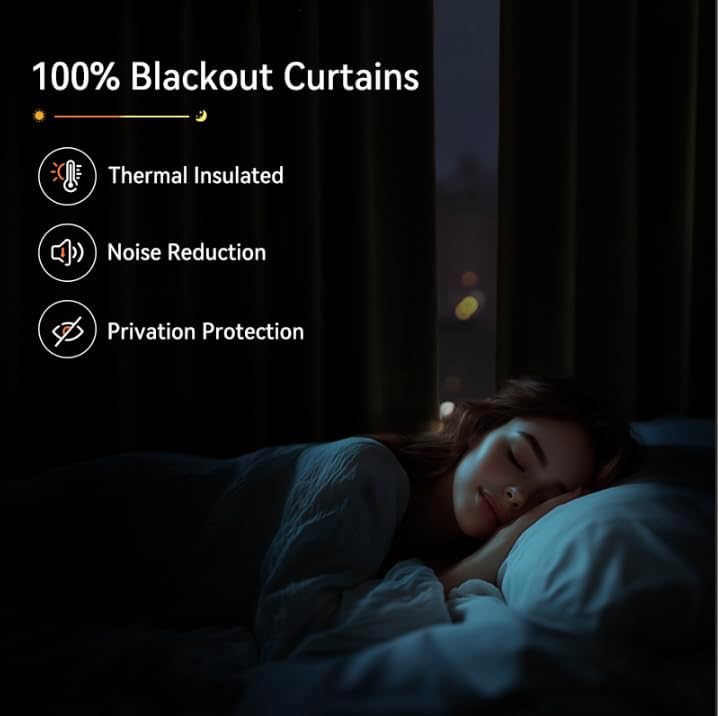 Skiennix 100% Blackout Curtains - Textured Pinch Pleated Drapes, Cream, 84" Long, 2 Panels Set