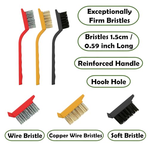 8-Piece Grout & Crevice Cleaning Brush Set - Stiff Bristle Scrub Brushes