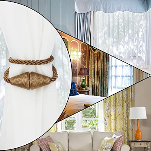 Magnetic Curtain Tiebacks - 2 Pack Decorative Braided Rope Holdbacks