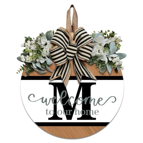 Initial Letter Front Door Wreath with Eucalyptus for Farmhouse Decor