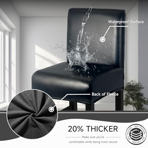 Waterproof PU Leather Bar Stool Covers Set of 4 with Backs