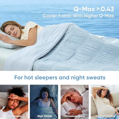Cooling Comforter Queen Size – Q-Max 0.43 Striped Blanket for Hot Sleepers